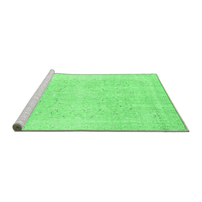 Sideview of Machine Washable Abstract Emerald Green Modern Area Rugs, wshabs2156emgrn