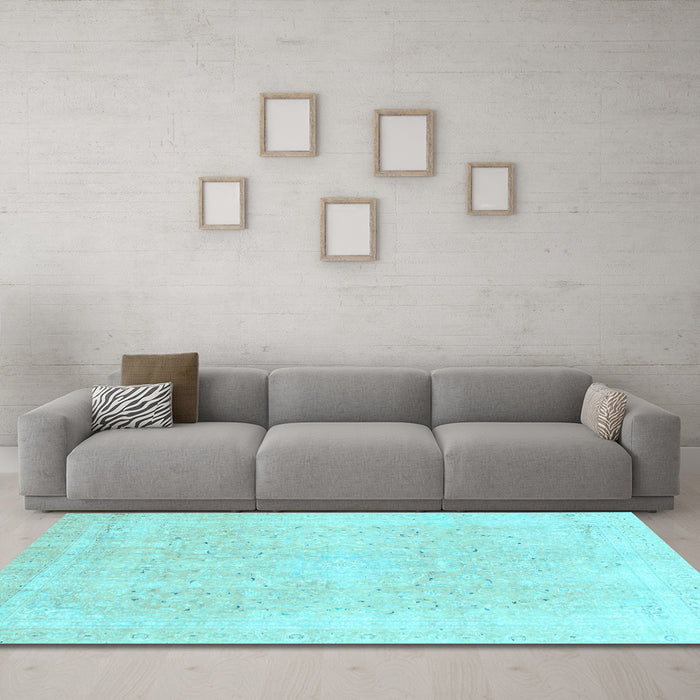 Machine Washable Abstract Light Blue Modern Rug in a Living Room, wshabs2156lblu
