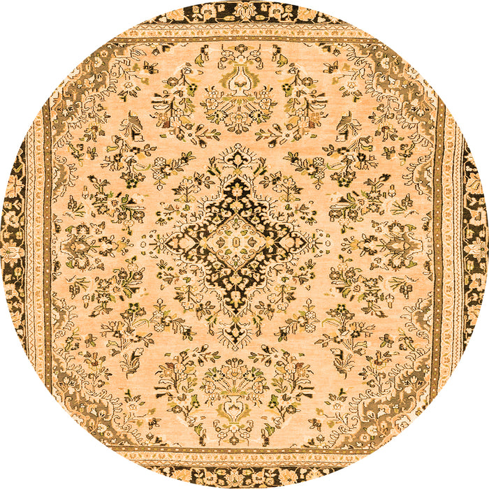 Round Abstract Orange Modern Rug, abs2157org