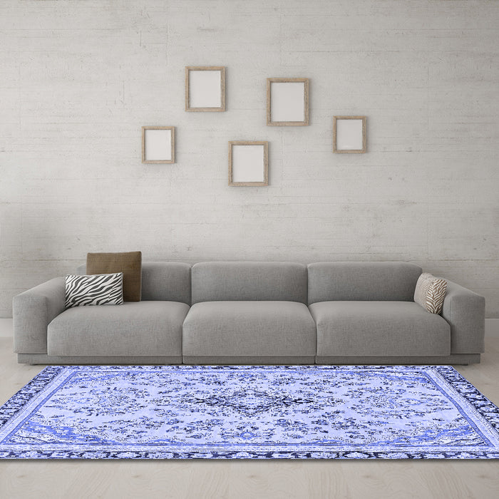 Machine Washable Abstract Blue Modern Rug in a Living Room, wshabs2157blu