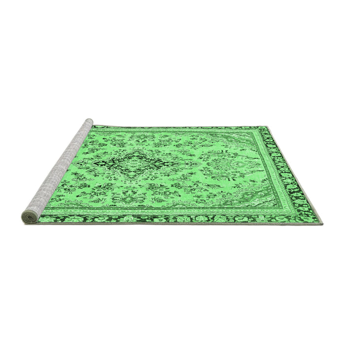 Sideview of Machine Washable Abstract Emerald Green Modern Area Rugs, wshabs2157emgrn