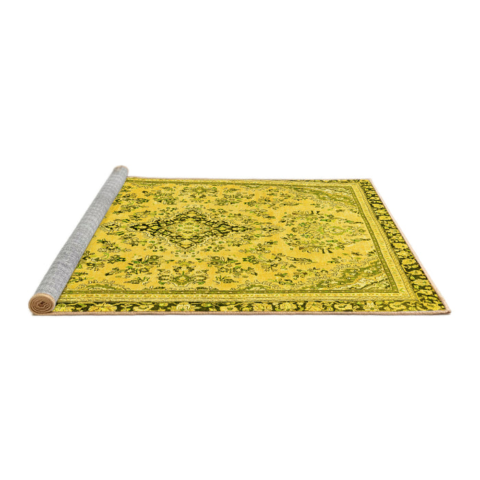 Sideview of Machine Washable Abstract Yellow Modern Rug, wshabs2157yw