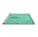 Sideview of Machine Washable Abstract Turquoise Modern Area Rugs, wshabs2157turq