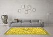 Machine Washable Abstract Yellow Modern Rug in a Living Room, wshabs2157yw