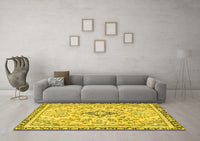 Machine Washable Abstract Yellow Modern Rug, wshabs2157yw