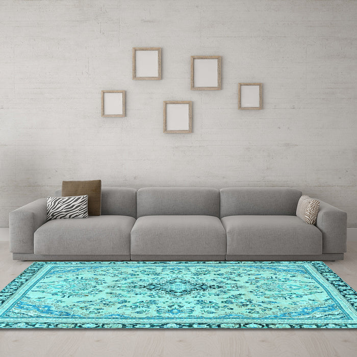 Machine Washable Abstract Light Blue Modern Rug in a Living Room, wshabs2157lblu