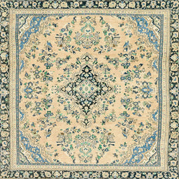 Square Abstract Brown Gold Modern Rug, abs2157