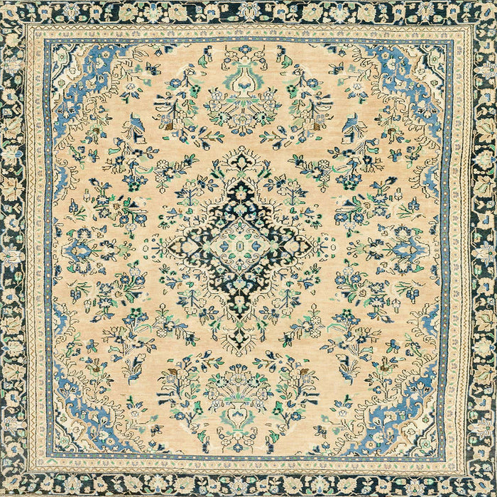 Square Abstract Brown Gold Modern Rug, abs2157