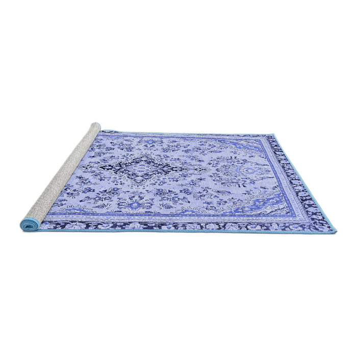 Sideview of Machine Washable Abstract Blue Modern Rug, wshabs2157blu