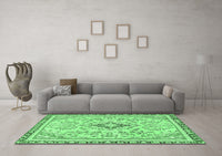 Machine Washable Abstract Emerald Green Modern Rug, wshabs2157emgrn