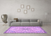 Machine Washable Abstract Purple Modern Rug, wshabs2157pur