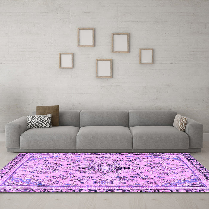 Machine Washable Abstract Purple Modern Area Rugs in a Living Room, wshabs2157pur