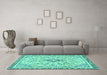 Machine Washable Abstract Turquoise Modern Area Rugs in a Living Room,, wshabs2157turq