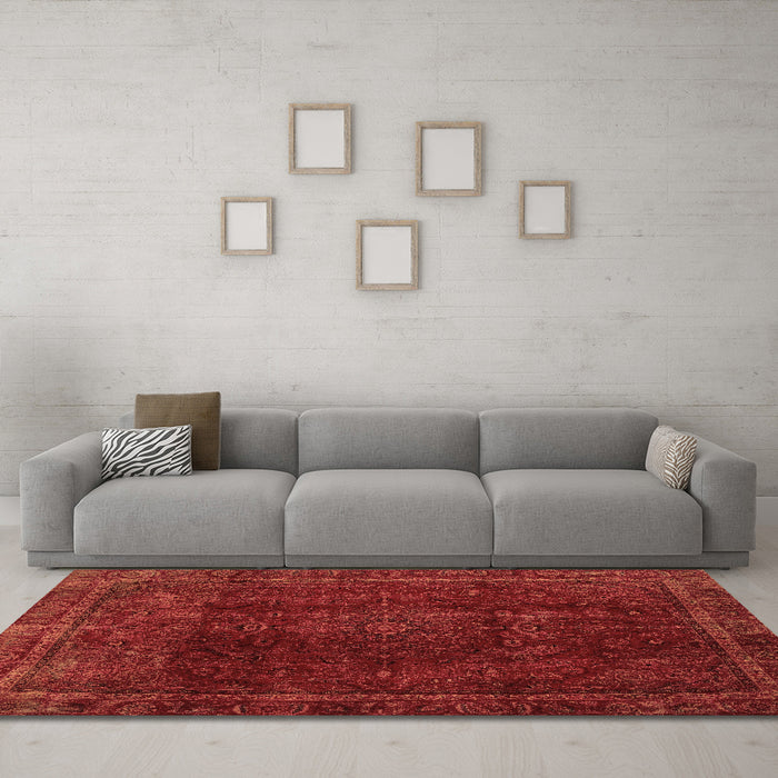Machine Washable Abstract Brown Modern Rug in a Living Room,, wshabs2158brn