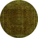 Round Abstract Green Modern Rug, abs2158grn