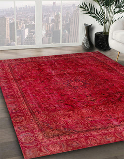 Machine Washable Abstract Red Rug in a Family Room, wshabs2158