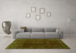 Machine Washable Abstract Green Modern Area Rugs in a Living Room,, wshabs2158grn