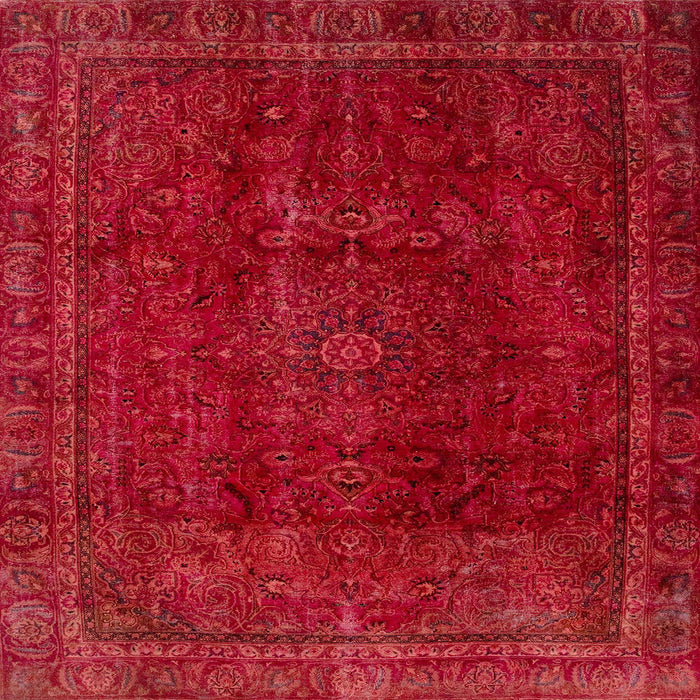 Square Machine Washable Abstract Red Rug, wshabs2158