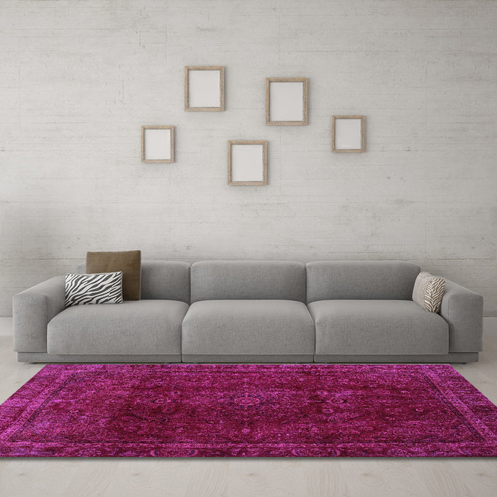 Machine Washable Abstract Purple Modern Area Rugs in a Living Room, wshabs2158pur