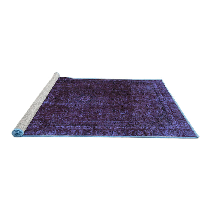 Sideview of Machine Washable Abstract Blue Modern Rug, wshabs2158blu