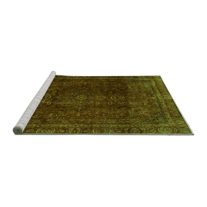 Sideview of Machine Washable Abstract Green Modern Area Rugs, wshabs2158grn