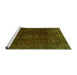 Sideview of Machine Washable Abstract Green Modern Area Rugs, wshabs2158grn