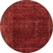 Round Machine Washable Abstract Brown Modern Rug, wshabs2158brn