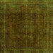 Square Abstract Green Modern Rug, abs2158grn