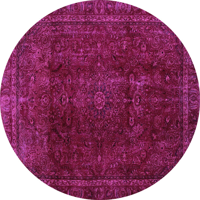 Round Machine Washable Abstract Purple Modern Area Rugs, wshabs2158pur