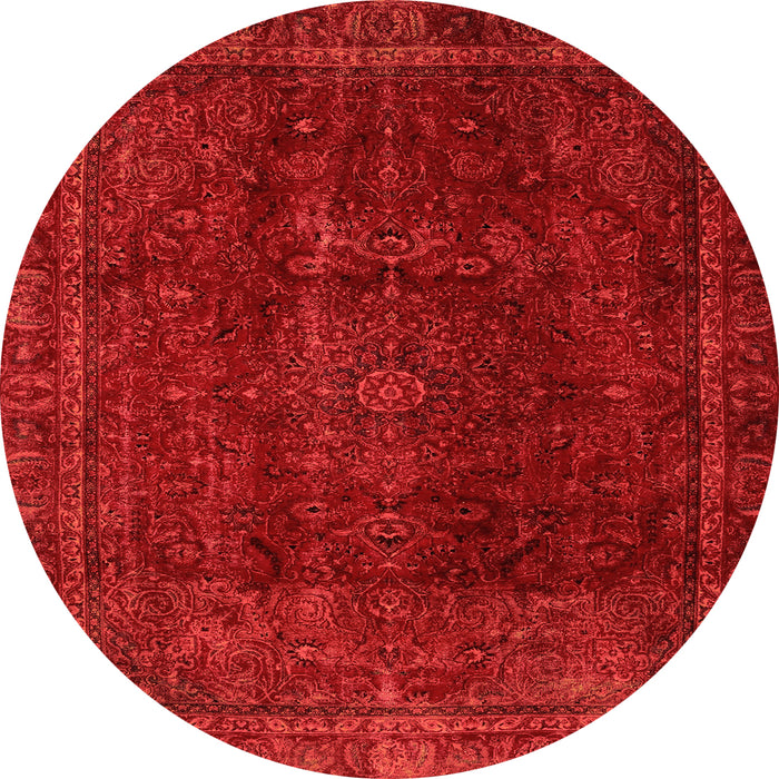 Round Abstract Orange Modern Rug, abs2158org