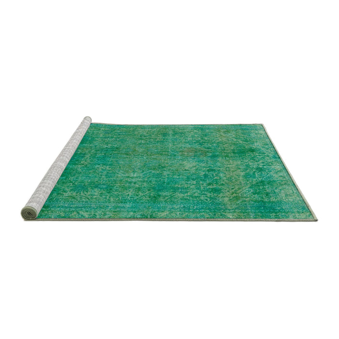Sideview of Machine Washable Abstract Jade Green Rug, wshabs2159