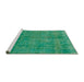 Sideview of Machine Washable Abstract Jade Green Rug, wshabs2159