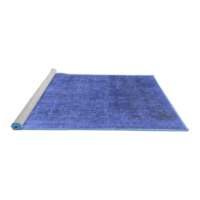 Sideview of Machine Washable Abstract Blue Modern Rug, wshabs2159blu