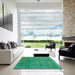 Square Abstract Jade Green Modern Rug in a Living Room, abs2159