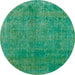 Round Abstract Jade Green Modern Rug, abs2159