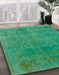 Abstract Jade Green Modern Rug in Family Room, abs2159