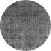 Round Machine Washable Abstract Gray Modern Rug, wshabs2159gry