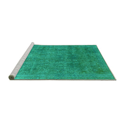 Sideview of Machine Washable Abstract Turquoise Modern Area Rugs, wshabs2159turq