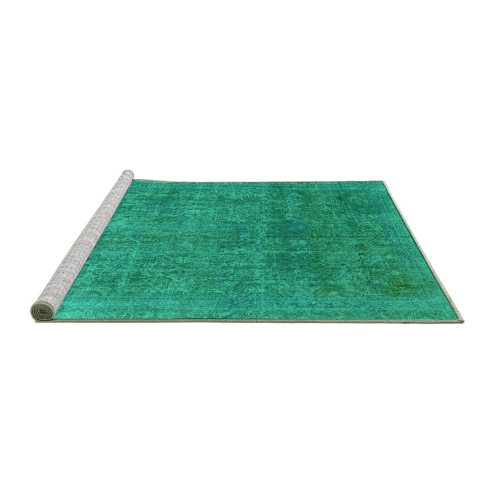 Sideview of Machine Washable Abstract Turquoise Modern Area Rugs, wshabs2159turq