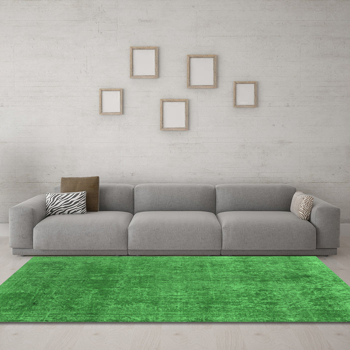 Machine Washable Abstract Emerald Green Modern Area Rugs in a Living Room,, wshabs2159emgrn