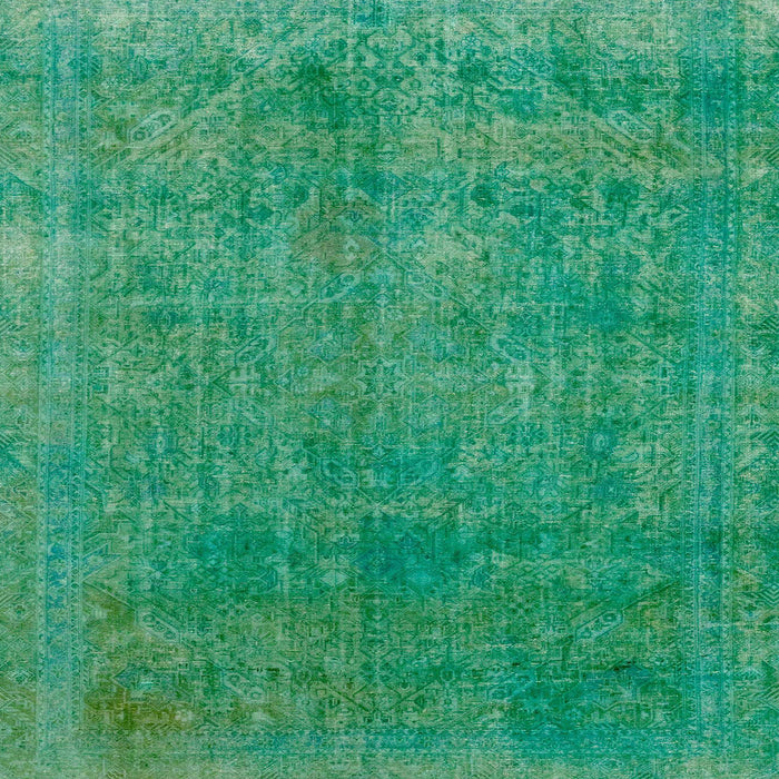 Square Machine Washable Abstract Jade Green Rug, wshabs2159
