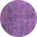 Round Machine Washable Abstract Pink Modern Rug, wshabs2159pnk