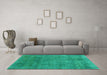 Machine Washable Abstract Turquoise Modern Area Rugs in a Living Room,, wshabs2159turq