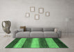 Machine Washable Abstract Emerald Green Modern Area Rugs in a Living Room,, wshabs215emgrn