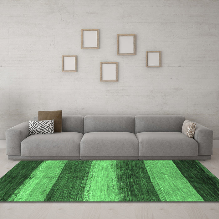 Machine Washable Abstract Emerald Green Modern Area Rugs in a Living Room,, wshabs215emgrn