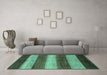 Machine Washable Abstract Turquoise Modern Area Rugs in a Living Room,, wshabs215turq