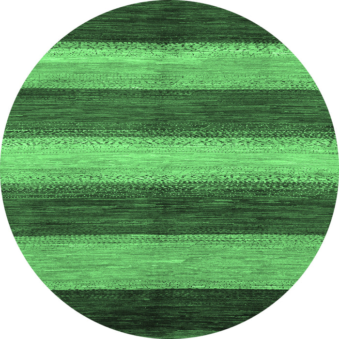 Round Abstract Emerald Green Modern Rug, abs215emgrn
