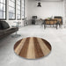 Round Abstract Red Brown Modern Rug in a Office, abs215