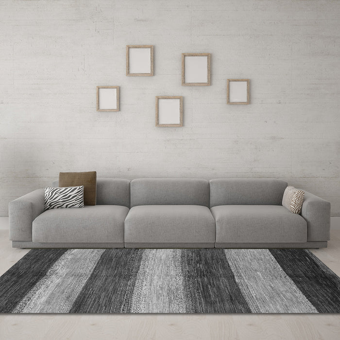 Machine Washable Abstract Gray Modern Rug in a Living Room,, wshabs215gry