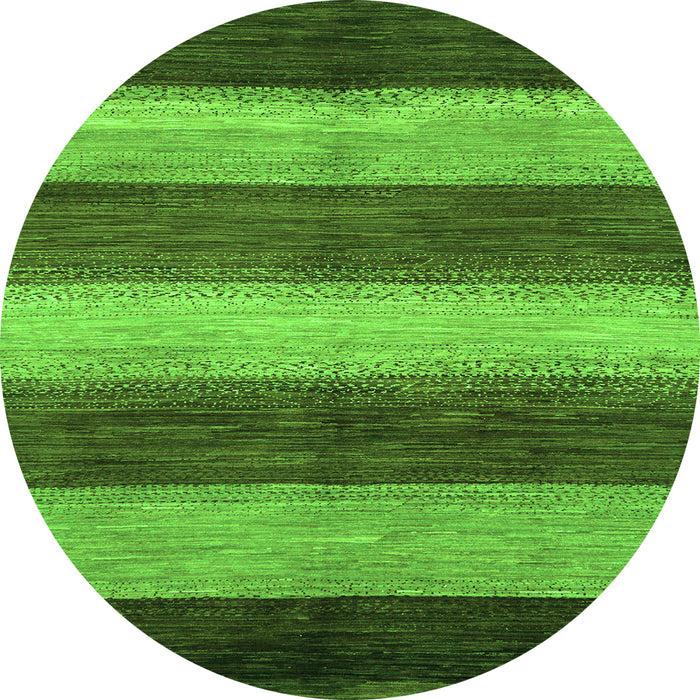 Round Machine Washable Abstract Green Modern Area Rugs, wshabs215grn